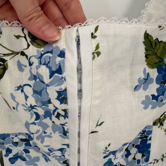 Reformation Tagliatelle Floral Linen Midi Dress Riviera Print Sleeveless 8 White - Picture 4 of 14